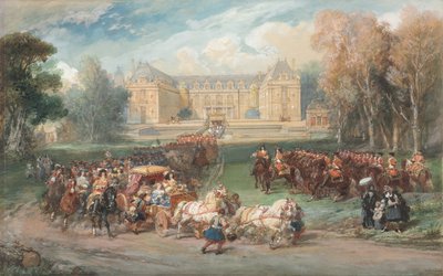 Louis XIV conduisant son carrosse dans le parc de Versailles - Eugene Louis Lami