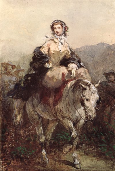 Jeune femme sur un cheval - Eugene Louis Lami