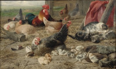 Dans la Cour de Ferme - Eugene Remy Maes