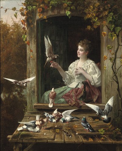 Nourrir les oiseaux - Eugene Remy and Portielje Jan Maes