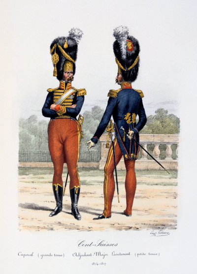 Cent-Suisses, Caporal grande tenue, Adjudant-Major Lieutenant petite tenue - Eugene Titeux