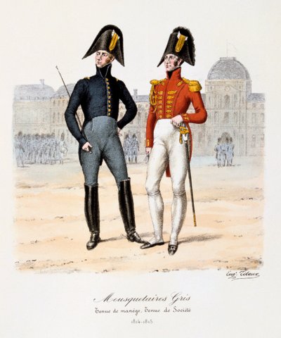 Mousquetaires Gris, Tenue de Manège et Tenue de Société, 1814-15 - Eugene Titeux