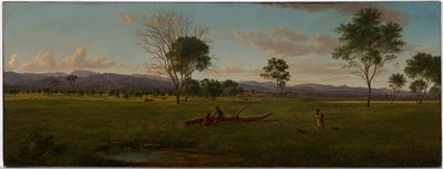 Vue des Alpes de Gippsland, depuis Bushy Park sur la rivière Avon - Eugene von Guérard