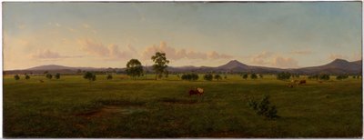 Vue des Alpes de Gippsland, depuis Bushy Park sur la rivière Avon - Eugene von Guérard