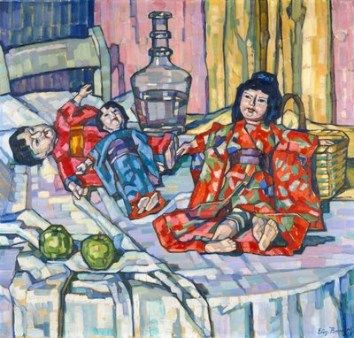 Poupées japonaises avec des pommes - Eugenie Bandell