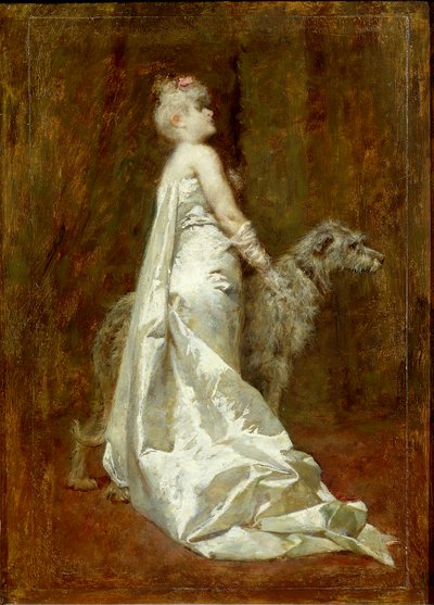 Robe blanche et chien par Eugenio Scomparini - Eugenio Scomparini