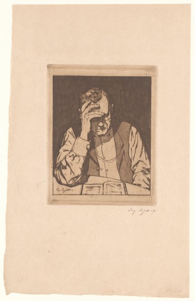 Homme lisant - Eugène Bejot (signed by artist)