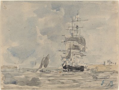 Paysage marin avec voilier - Eugène Boudin