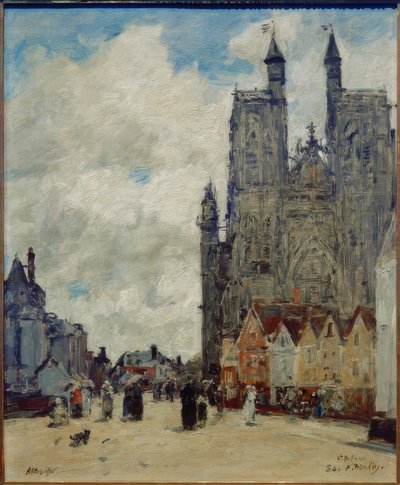 Rue et église Saint-Vulfran - Eugene Louis Boudin