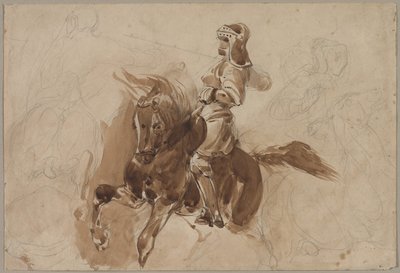 Figure armée à cheval (recto) - Eugène Delacroix