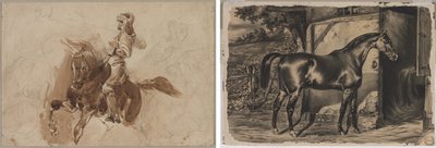 Figure armée à cheval (recto) ; Cheval devant une grange (verso) - Eugène Delacroix