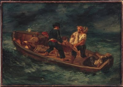 Bateau avec naufragés - Ferdinand Victor Eugene Delacroix