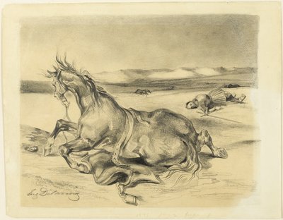 Cheval Tombé et Chevalier Mort - Eugène Delacroix