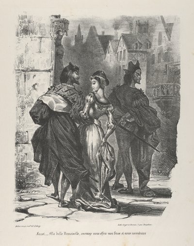 Faust essayant de séduire Marguerite, Goethe, Faust - Eugène Delacroix
