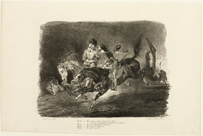 Faust et Méphistophélès galopant dans la nuit du sabbat des sorcières, extrait de Faust - Eugène Delacroix