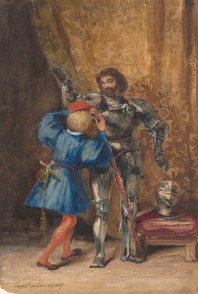Goetz von Berlichingen habillé en armure par son page George, 1826-27 - Eugène Delacroix