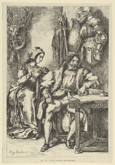 Goetz von Berlichingen écrivant ses mémoires, après 1845 - Eugène Delacroix