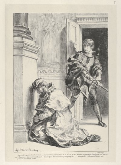 Hamlet tente de tuer le roi - Eugène Delacroix