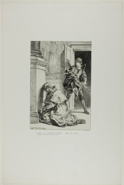 Hamlet tente de tuer le roi, planche 8 de Hamlet - Eugène Delacroix