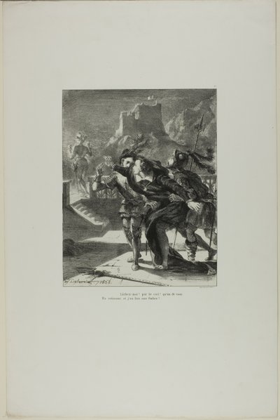 Hamlet à la poursuite du fantôme de son père, planche 2 de Hamlet - Eugène Delacroix