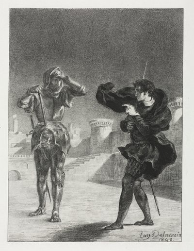 Hamlet : Le Fantôme sur la terrasse - Eugène Delacroix