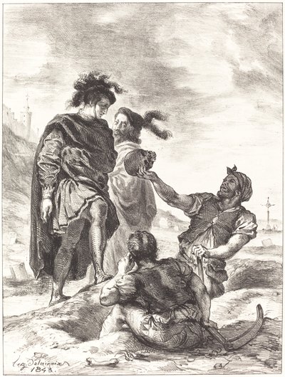 Hamlet et Horatio devant les fossoyeurs Acte V, Scène I, 1843 - Eugène Delacroix
