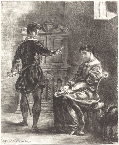 Hamlet et Ophélie Acte III, Scène I - Eugène Delacroix