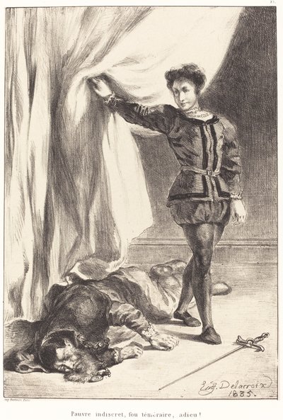 Hamlet et le corps de Polonius Acte III, Scène IV, 1835 - Eugène Delacroix