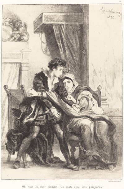 Hamlet et la Reine (Acte III, Scène IV) - Eugène Delacroix