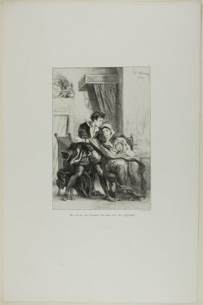 Hamlet et la reine, planche 10 de Hamlet - Eugène Delacroix