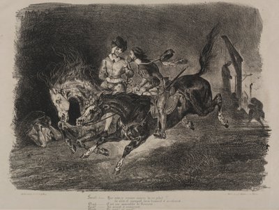 Illustrations pour Faust : Faust et Méphistophélès à cheval sur le sabbat - Eugène Delacroix