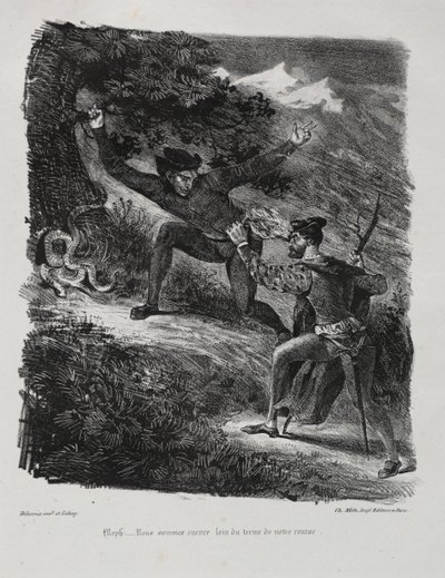 Illustrations pour Faust : Faust et Méphistophélès dans les montagnes du Harz - Eugène Delacroix