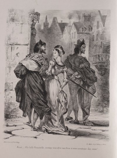 Illustrations pour Faust : Faust cherche à séduire Marguerite - Eugène Delacroix
