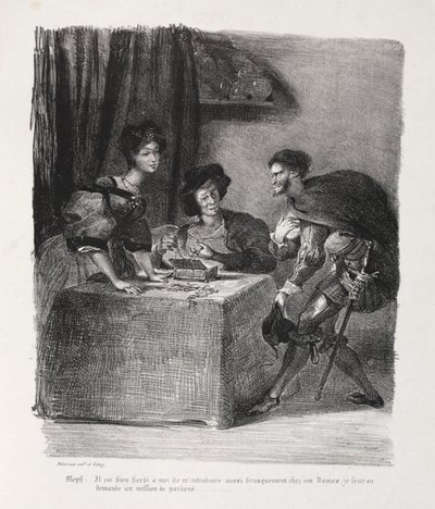 Illustrations pour Faust : Méphistophélès chez Marthe - Eugène Delacroix