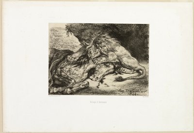 Lion dévorant un cheval - Eugène Delacroix