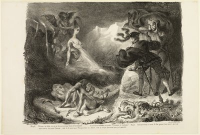 Le fantôme de Marguerite apparaît à Faust, extrait de Faust - Eugène Delacroix
