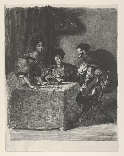 Mephistophélès se présente à Martha Goethe, Faust, 1825-27 - Eugène Delacroix