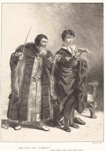 Polonius et Hamlet (Acte II, Scène II) - Eugène Delacroix