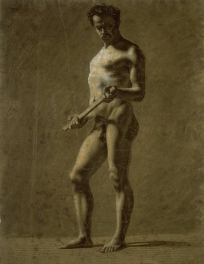 Nu académique masculin debout (recto) ; Croquis du bras supérieur (verso) - Eugène Delacroix