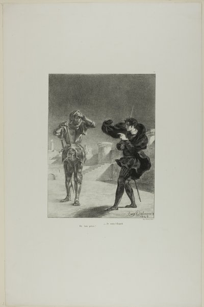 Le fantôme sur la plate-forme, planche 3 de Hamlet - Eugène Delacroix