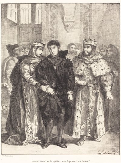 La reine essaie de consoler Hamlet (Acte I, Scène II) - Eugène Delacroix