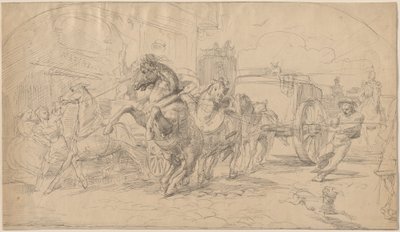 La Carrosse en fuite, 1830s - Eugène Delacroix