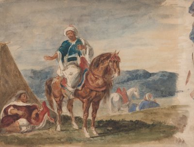 Trois cavaliers arabes dans un campement - Eugène Delacroix