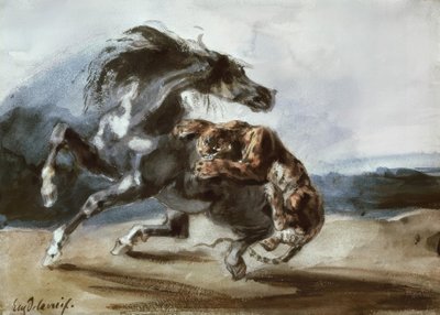 Tigre attaquant un cheval sauvage - Ferdinand Victor Eugene Delacroix