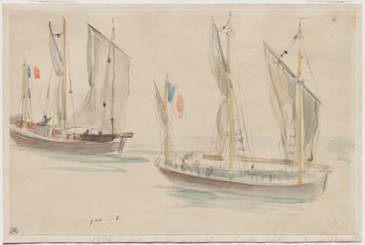Deux bateaux au port de Dieppe - Eugène Delacroix