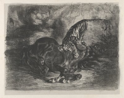 Cheval sauvage abattu par un tigre, 1828 - Eugène Delacroix