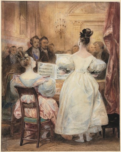 Un concert : Laura Devéria chantant - Eugène François Marie Joseph Devéria