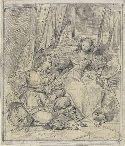 Dame et cavalier - Eugène François Marie Joseph Devéria