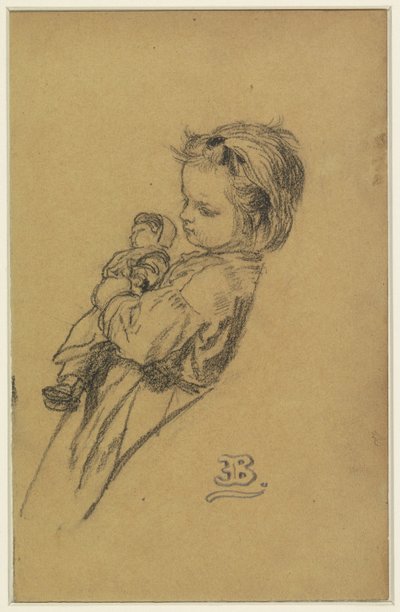 Portrait de Stéphania Maria Anna Isabella de Block-Loor, debout avec une poupée - Eugène François de Block