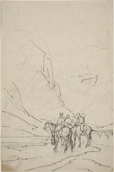 Hommes à cheval près de la rivière - Eugène Fromentin